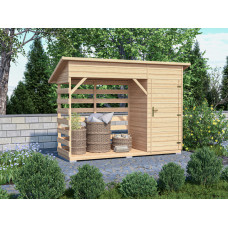 Dřevník s oddělením na nářadí