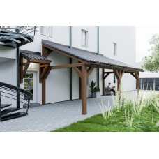 Dřevěná pergola + přístřešek na dveře 