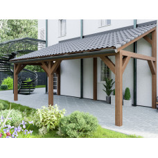 Dřevěná pergola + přístřešek na dveře 